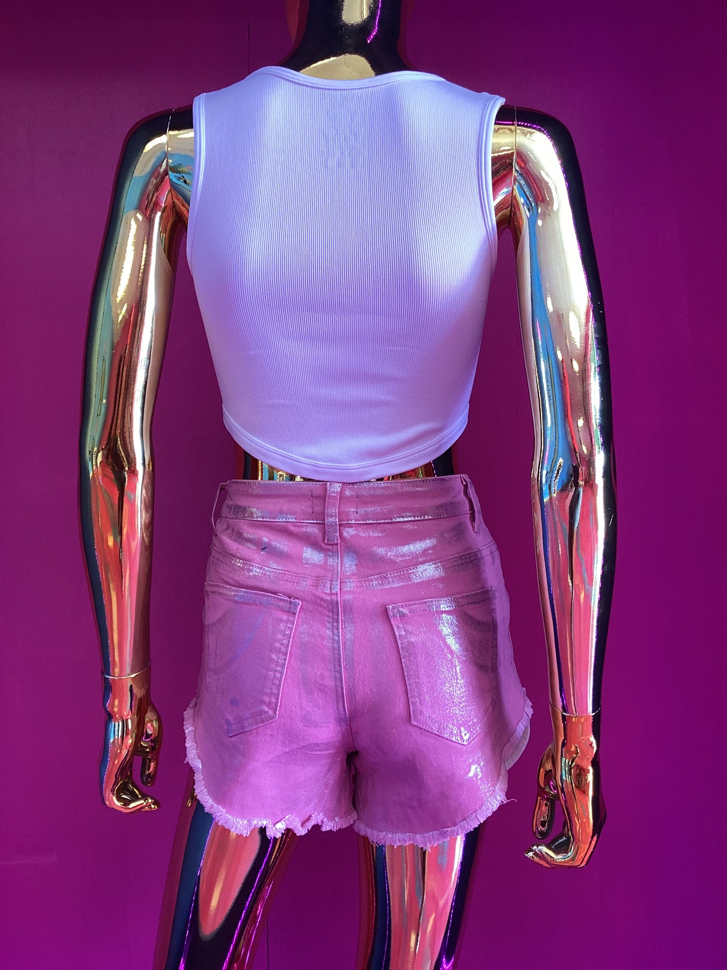 Pink Rhinestone Jean Shorts