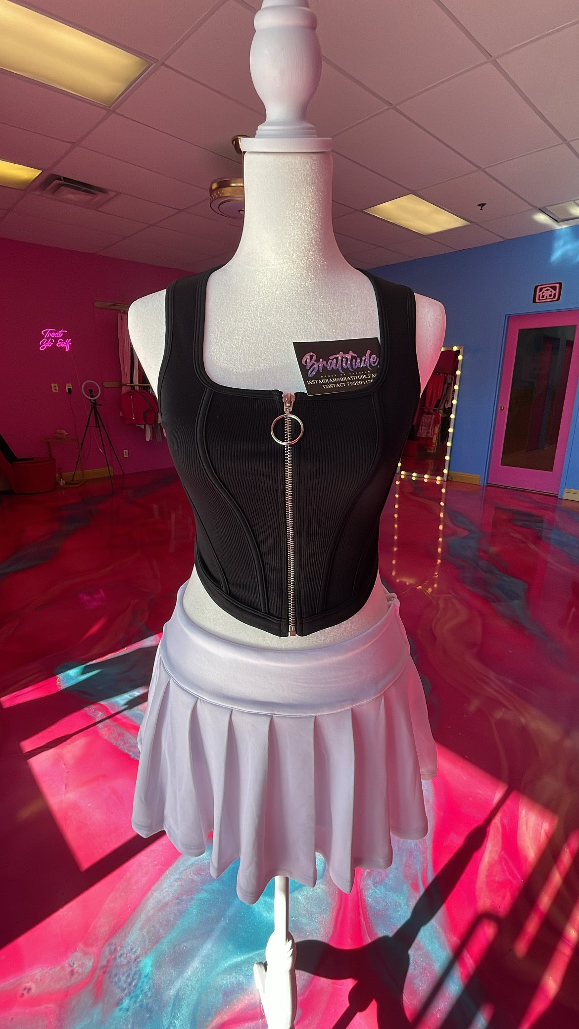 Black Zip Up Crop Top