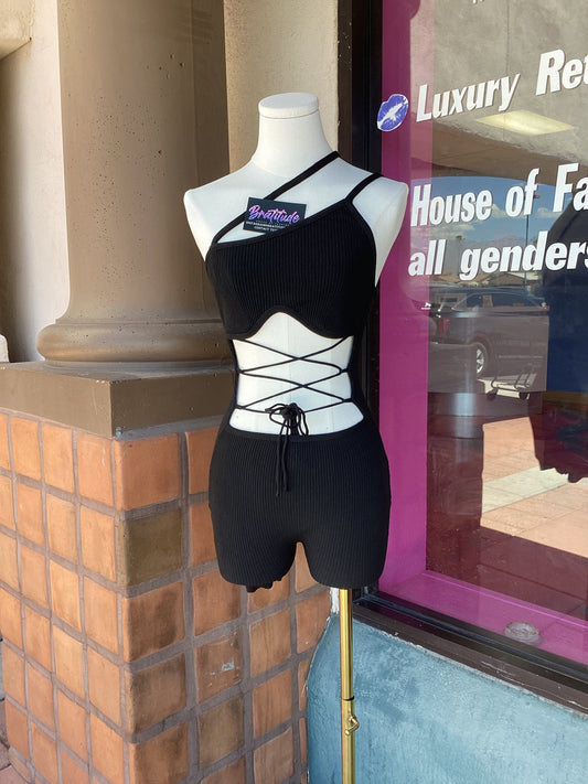 Tie Me Up Black Romper